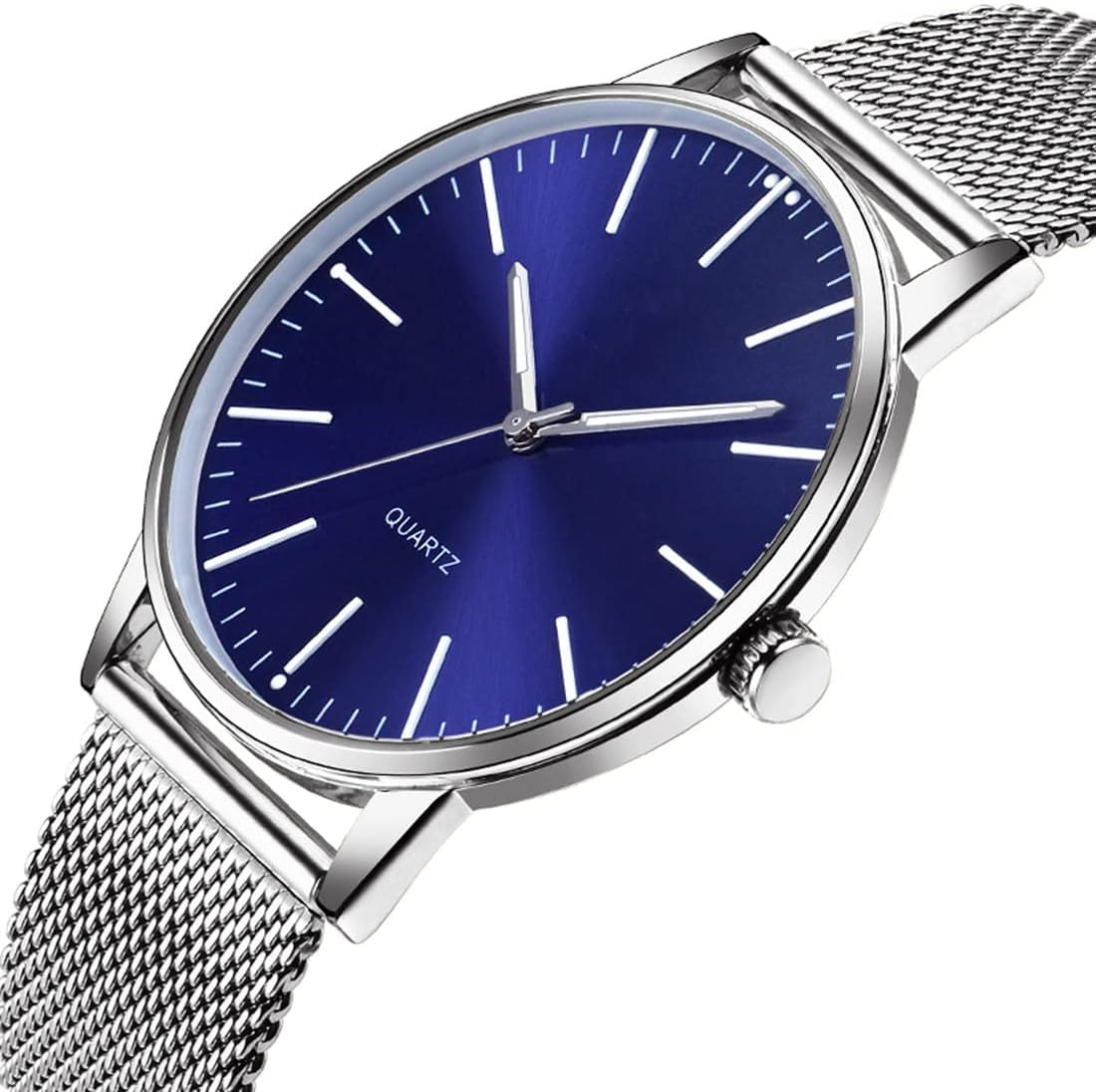 Mens Watches Ultra-Thin Stainless Steel Mesh Strap Casual Waterproof Watch