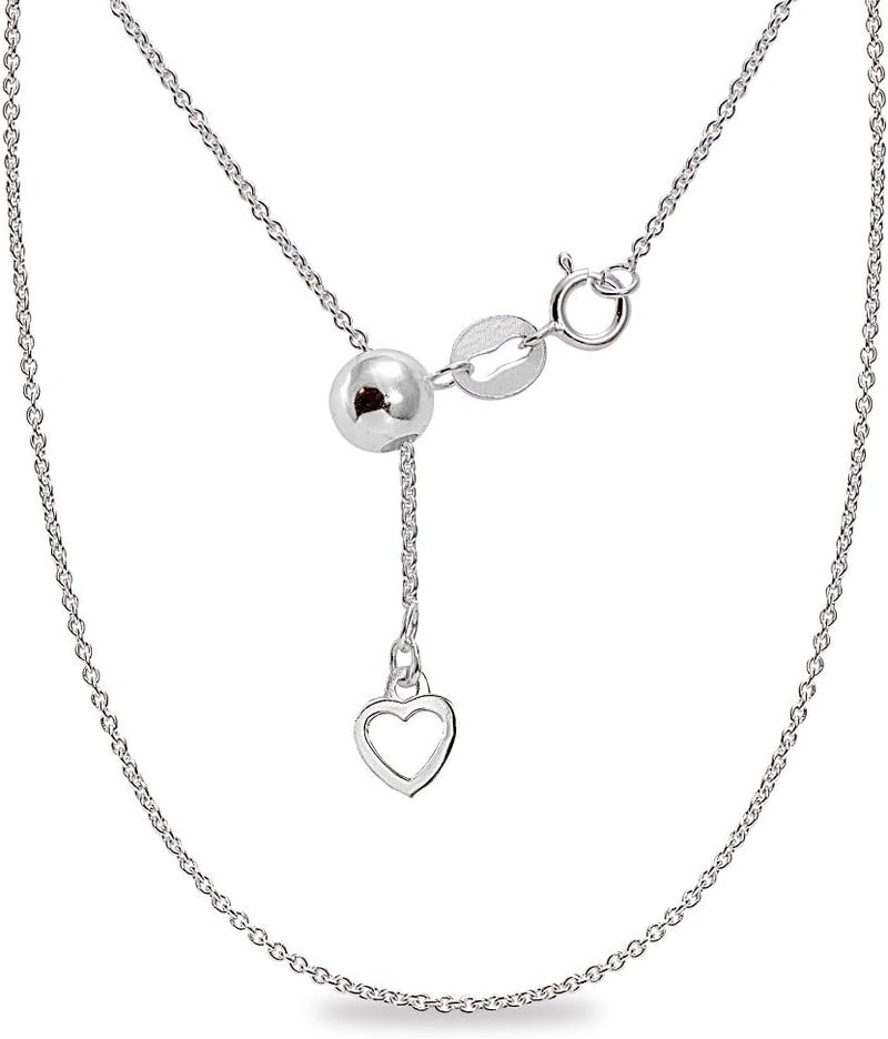 Sterling Silver Rolo Bolo Adjustable Chain Necklace for Women Men